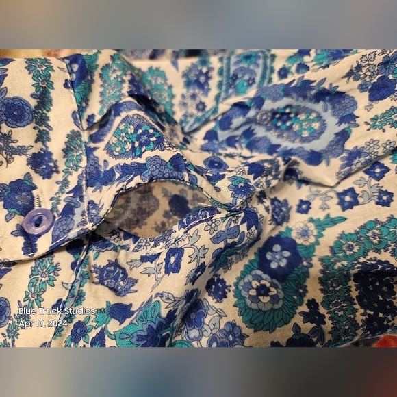 Denim & Company QVC Paisley Print Button Up Blouses 3X Long Sleeve Plus Size - Picture 6 of 15